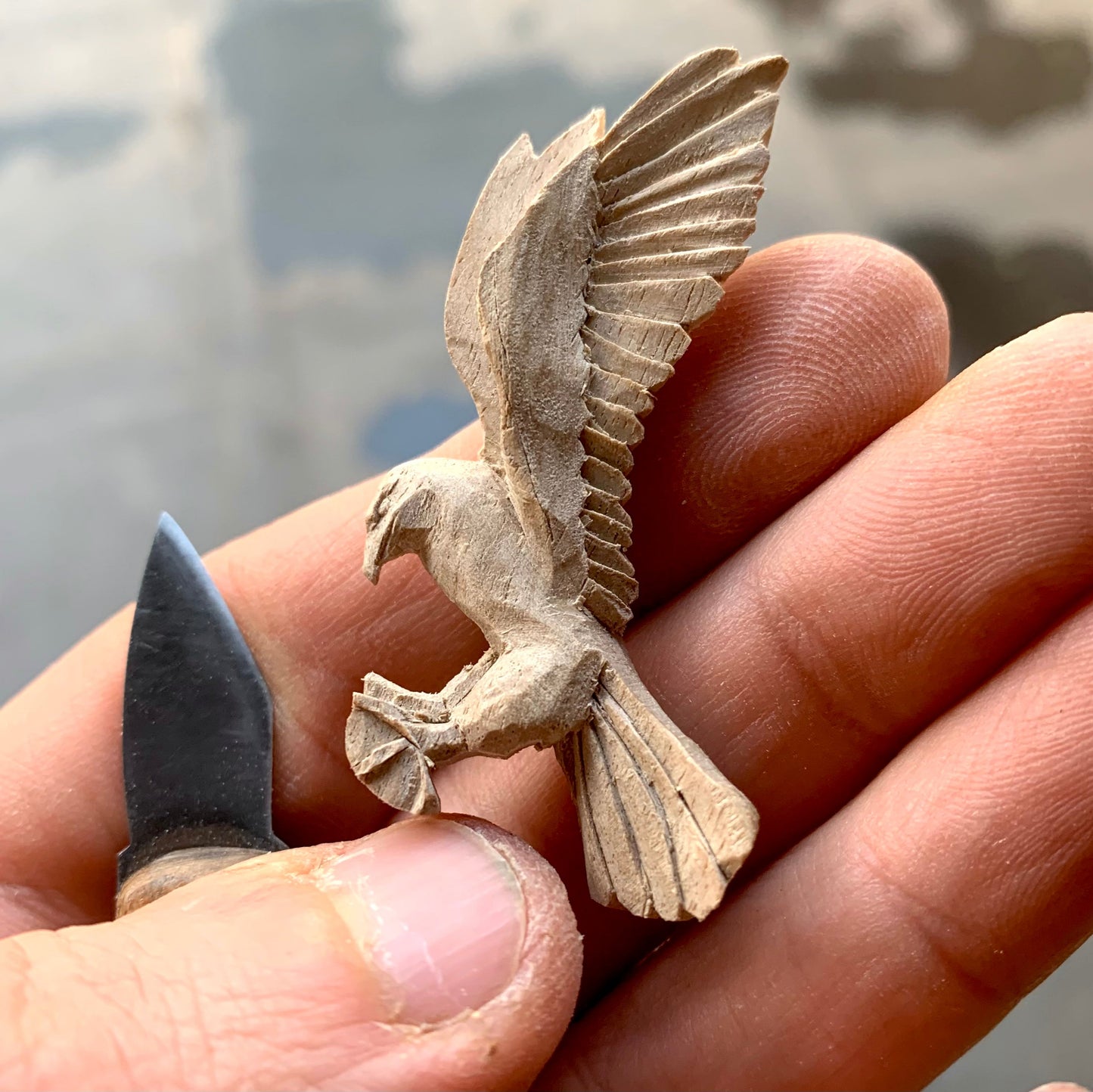 Flying Eagle Walnut Wood Pendant