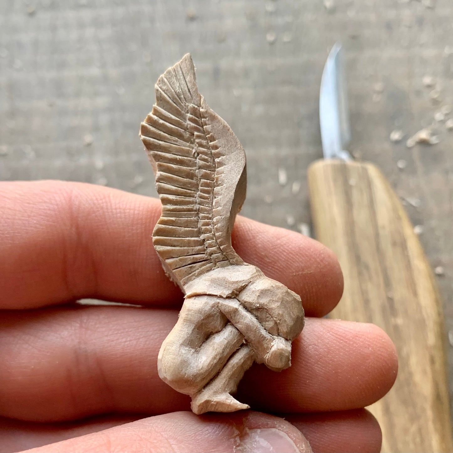 Angel Walnut Wood Pendant