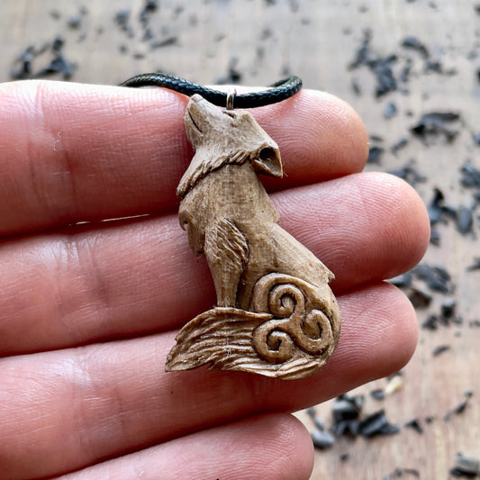Wolf Pendant with Triskelion