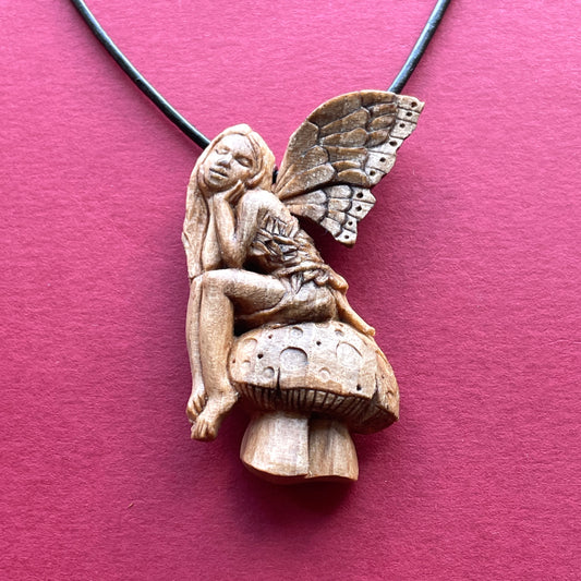 Fairy On The Mushroom Pendant