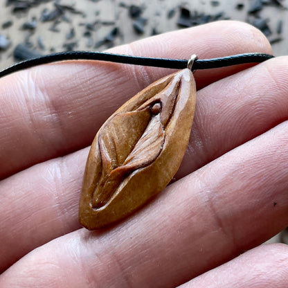 Vulva Cherry Wood Pendant