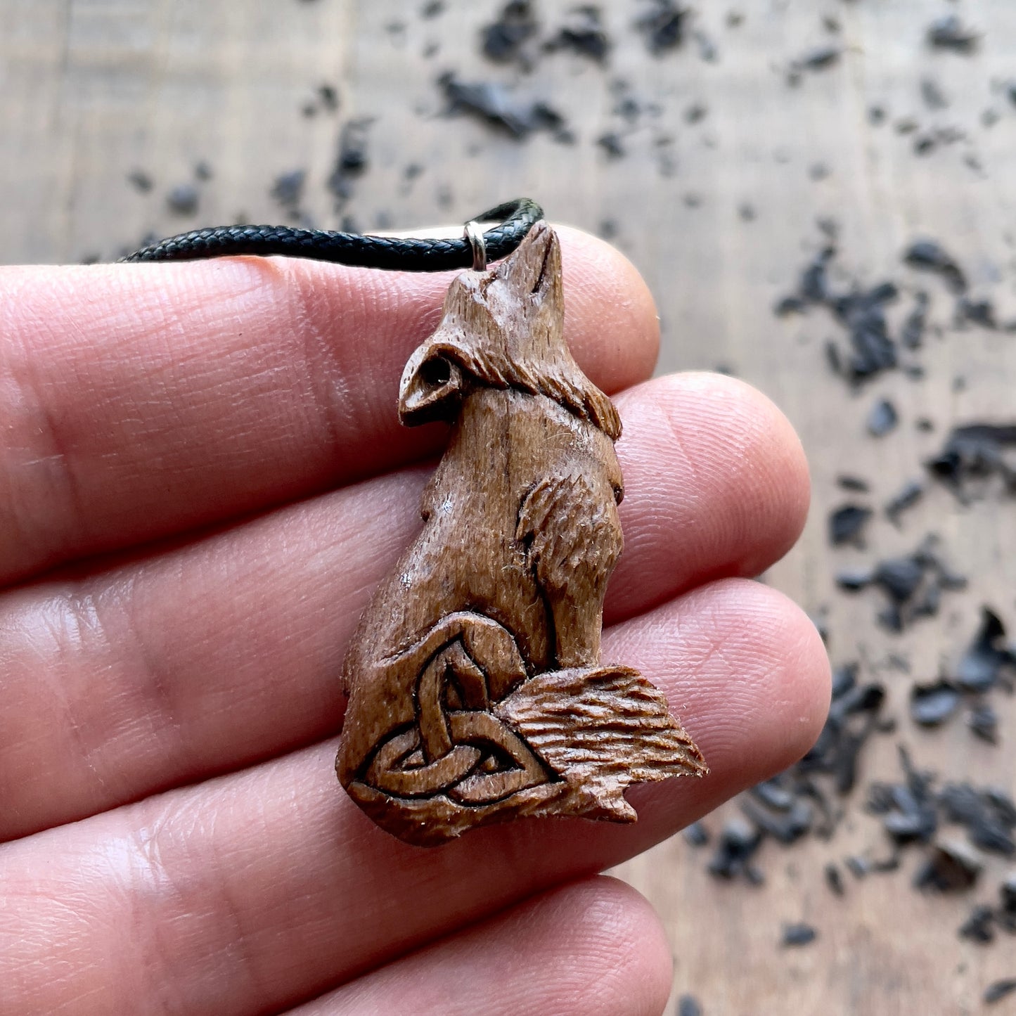 Wolf Pendant with Triquetra