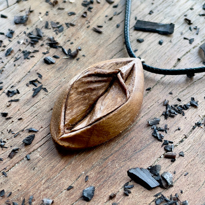 Vulva Walnut Wood Pendant