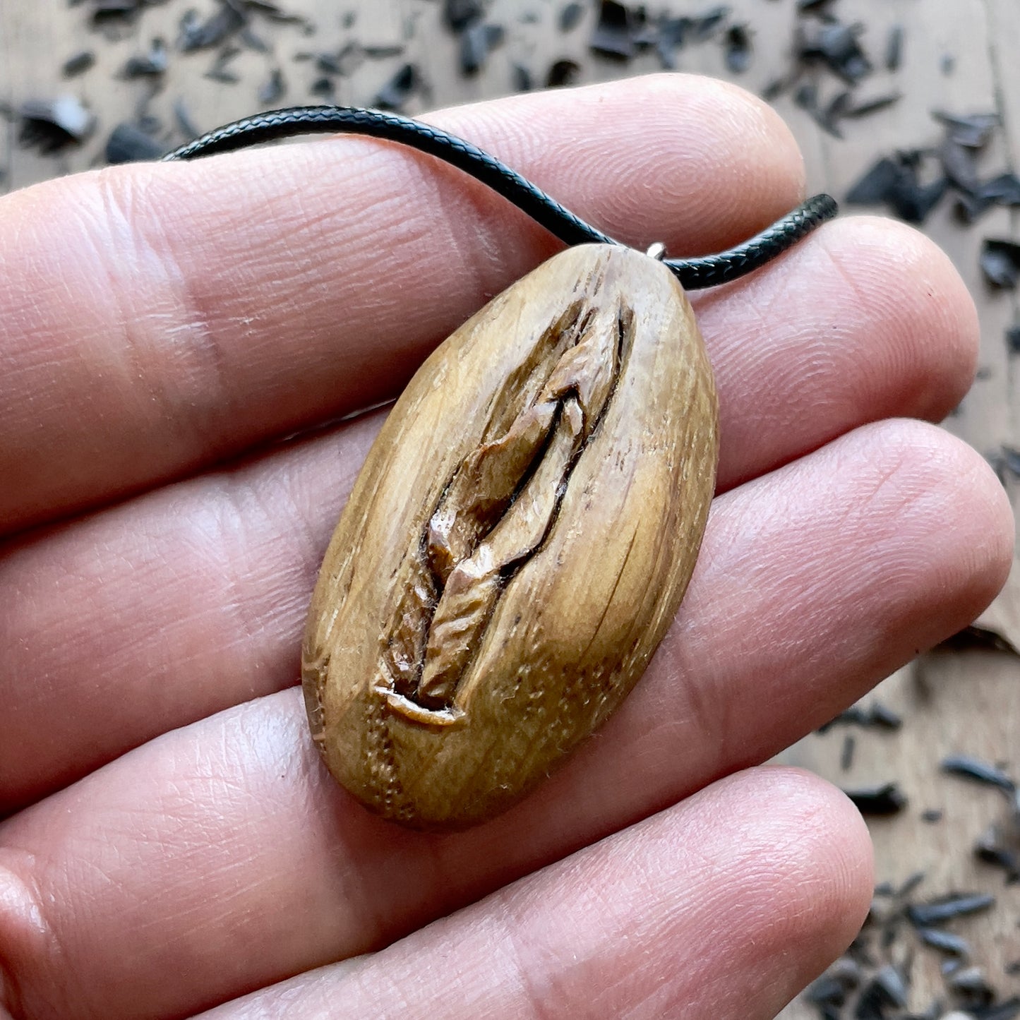 Vulva Oak Wood Pendant