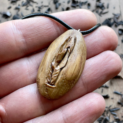 Vulva Oak Wood Pendant