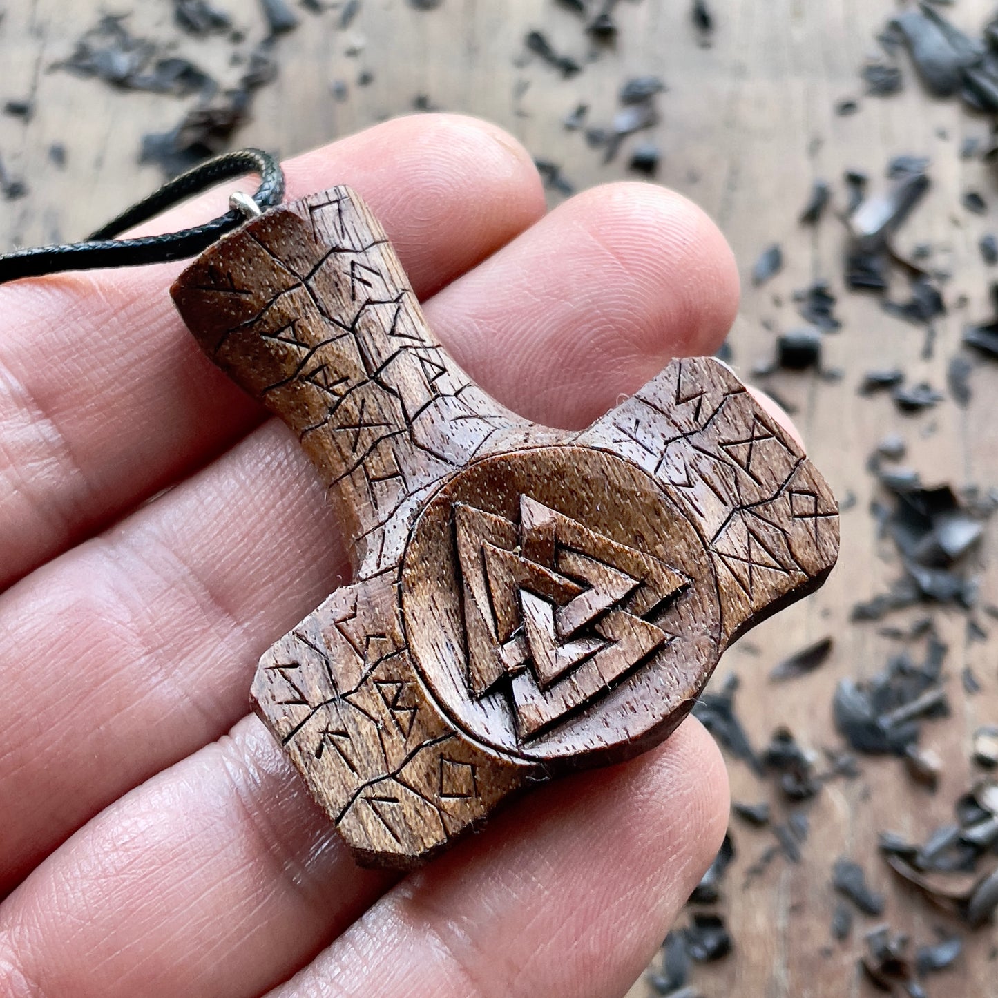 Mjölnir (Thor’s Hammer) Rune Pendant - Valknut or Triple Horn of Odin