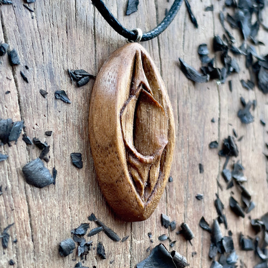 Vulva Walnut Wood Pendant