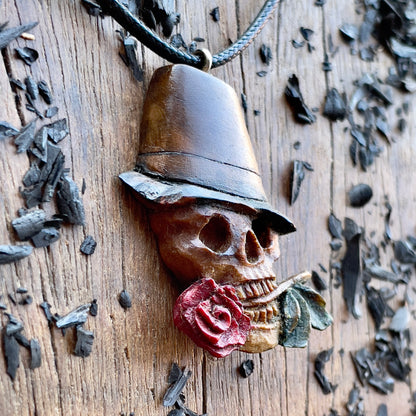 Skull With Rose Pendant