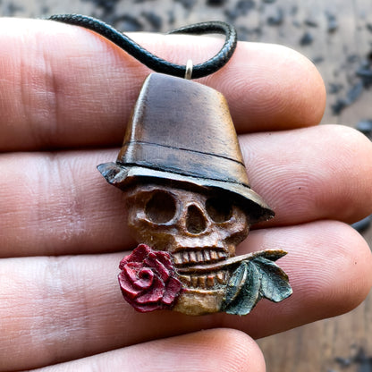 Skull With Rose Pendant