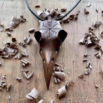 Raven Skull “Helm of Awe” Pendant