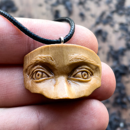Eyes Olive Wood Pendant