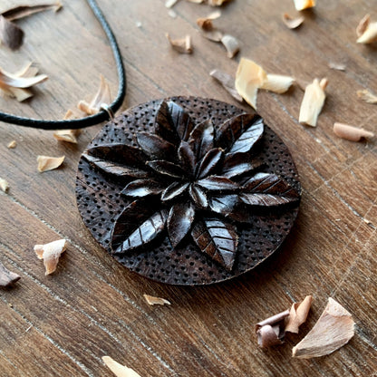 Flower Walnut Wood Pendant