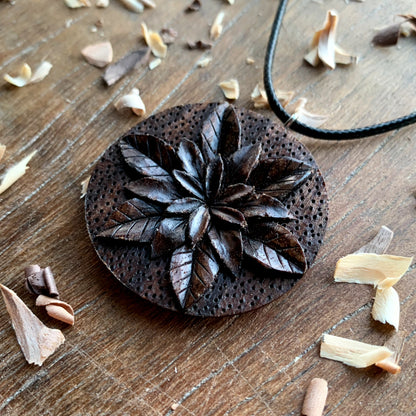 Flower Walnut Wood Pendant