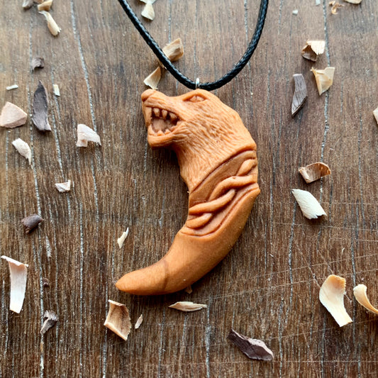 Fenrir Wolf Head Claw Pendant