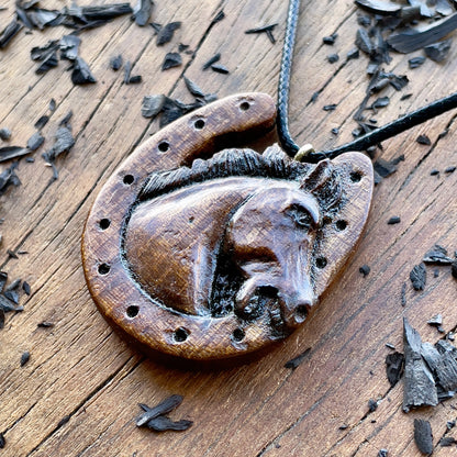 Horse Head in Horseshoe Pendant