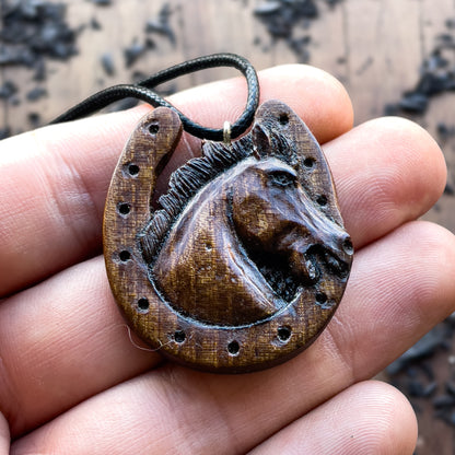 Horse Head in Horseshoe Pendant