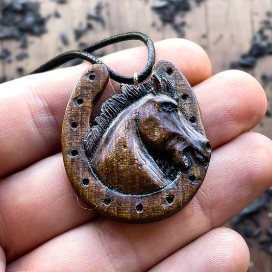 Horse Head in Horseshoe Pendant