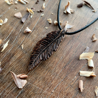 Feather Walnut Wood Pendant