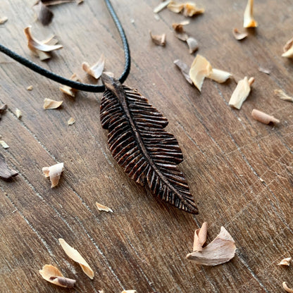 Feather Walnut Wood Pendant