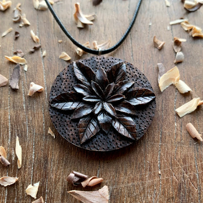 Flower Walnut Wood Pendant