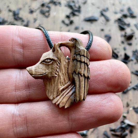 Wolf and Raven Pendant