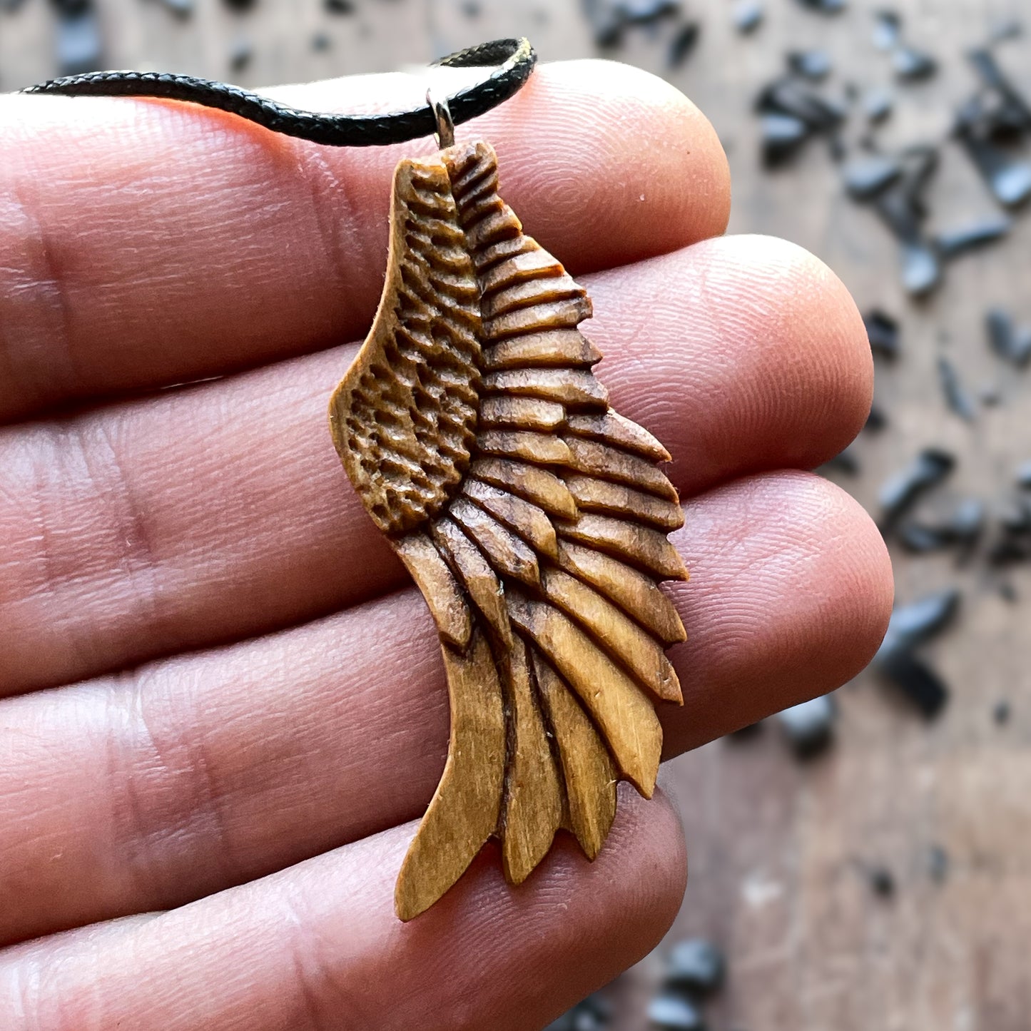 Angel Wing Pendant – Olive Grace