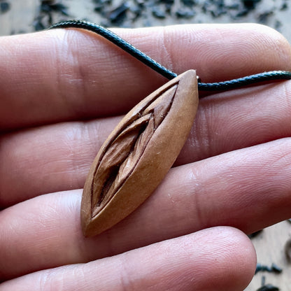 Vulva Pear Wood Pendant