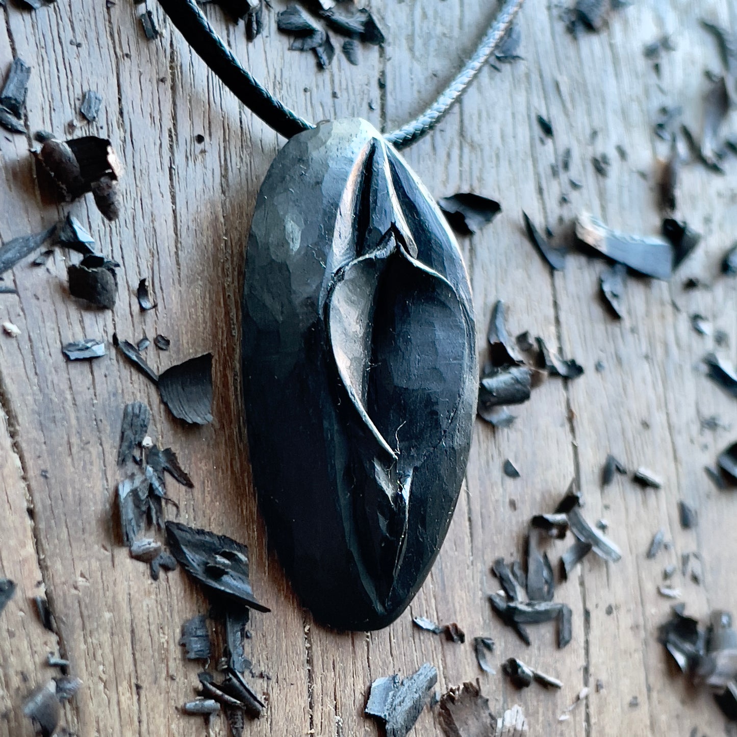 Vulva Pendant in Ebony Wood