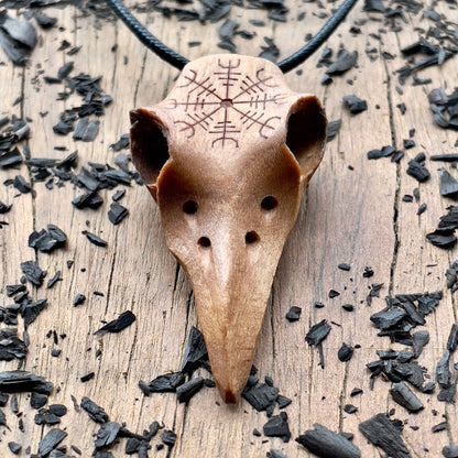 Raven Skull “Helm of Awe” Pendant