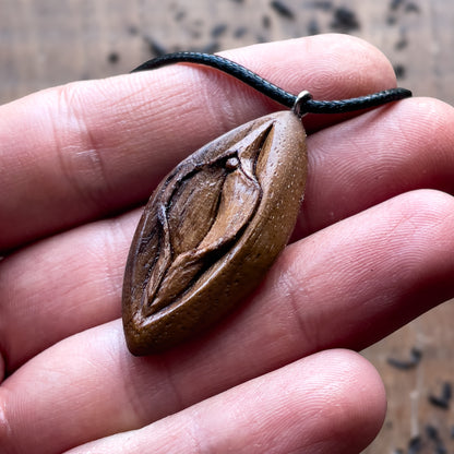 Vulva American Walnut Wood Pendant