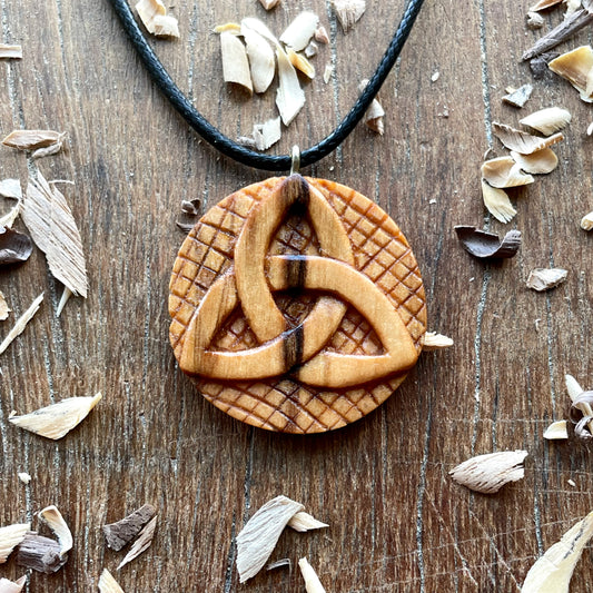 Triquetra OIive Wood Pendant