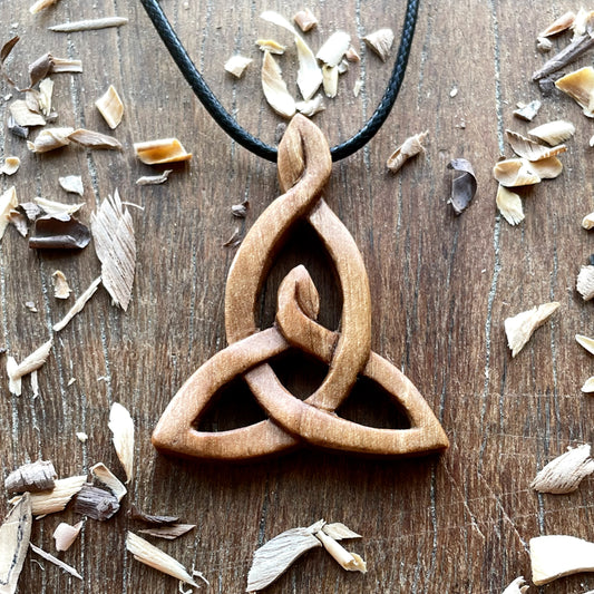 Celtic Motherhood Knot Walnut Wood Pendant