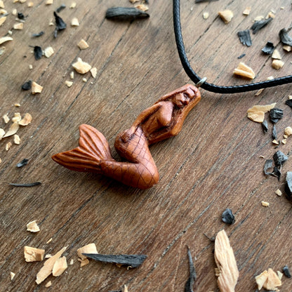 Siren Apricot Wood Pendant