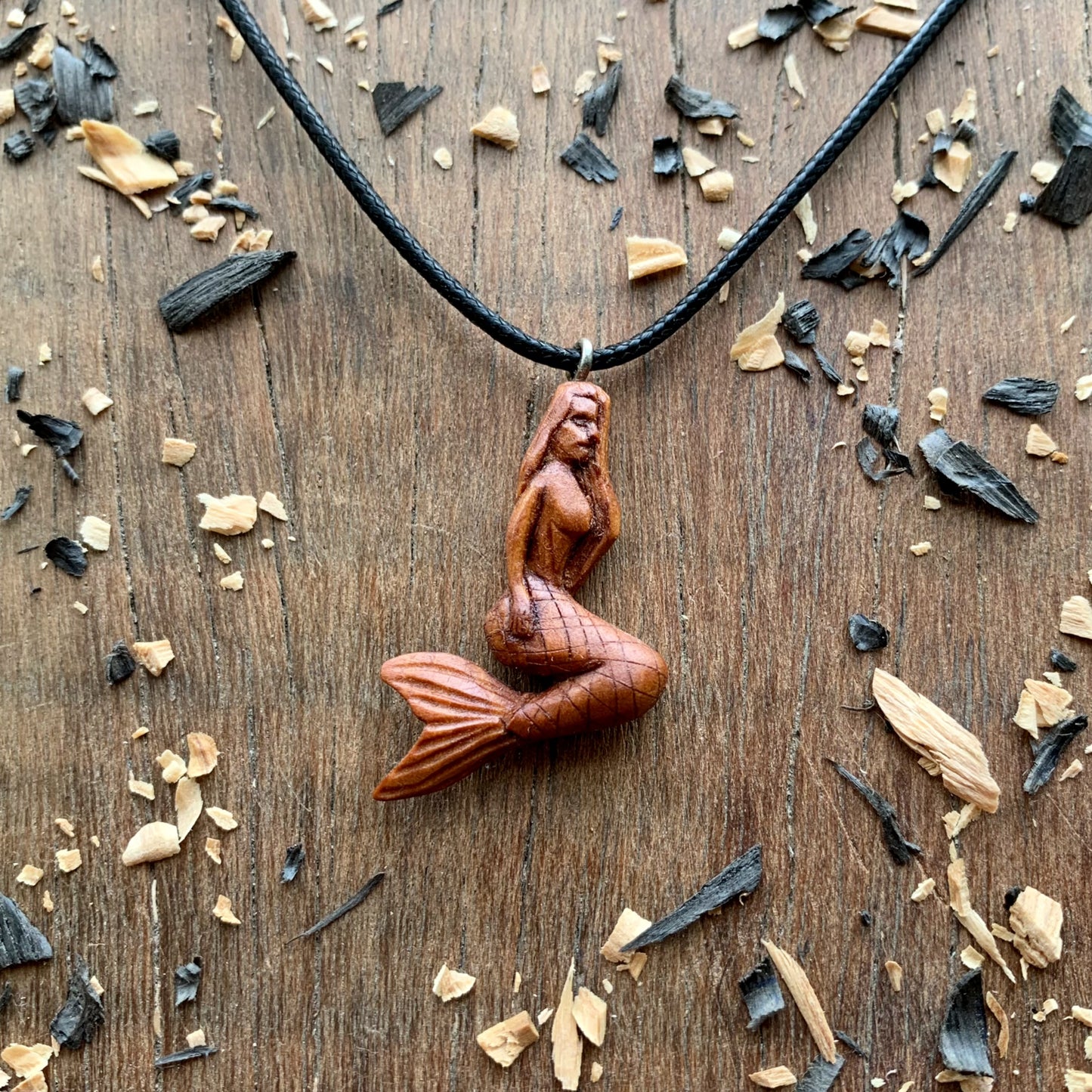 Siren Apricot Wood Pendant