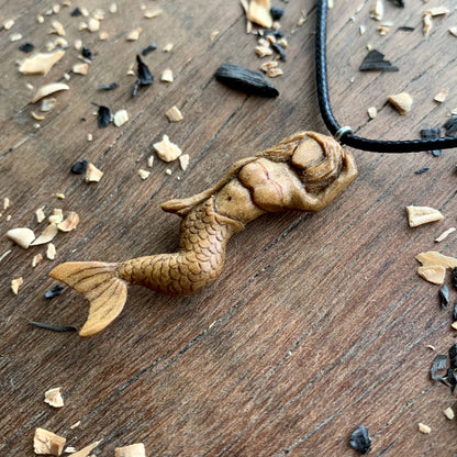 Mermaid Walnut Wood Pendant