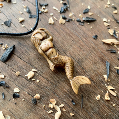 Mermaid Walnut Wood Pendant