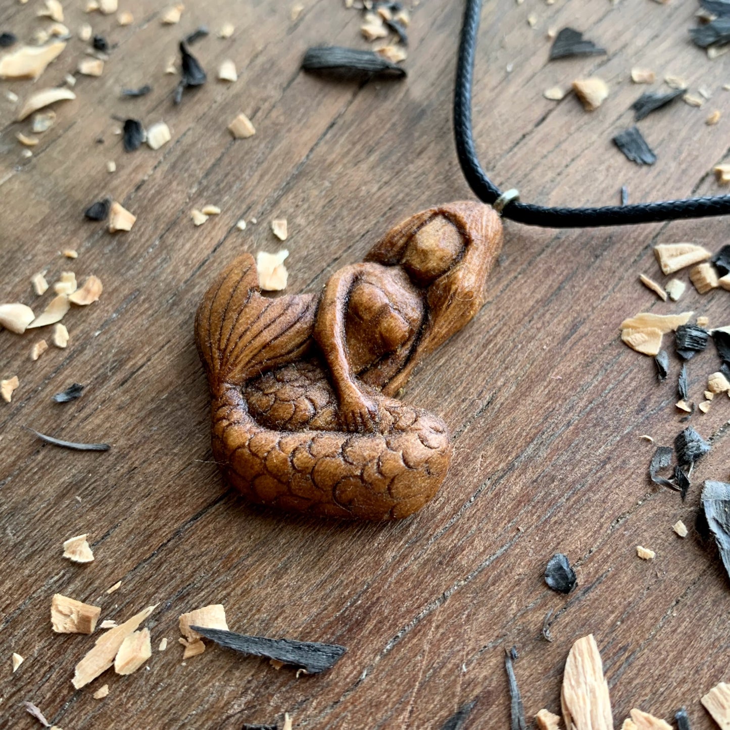 Siren Walnut Wooden Pendant