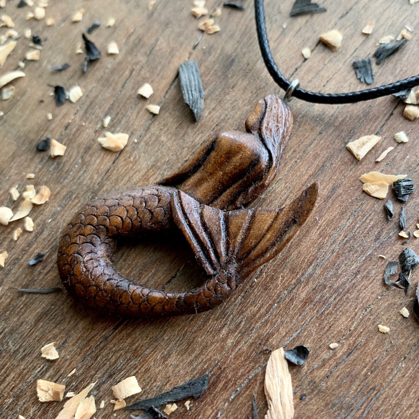 Siren Walnut Wooden Pendant