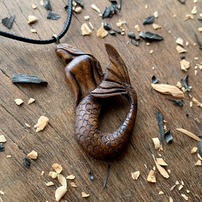 Siren Walnut Wooden Pendant