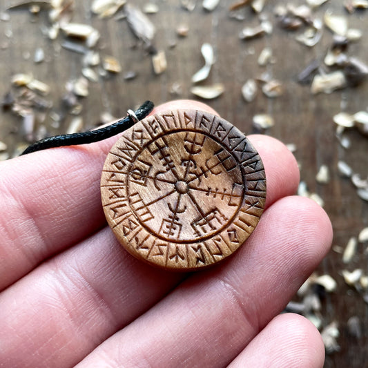 Runes And Vegvisir Pendant