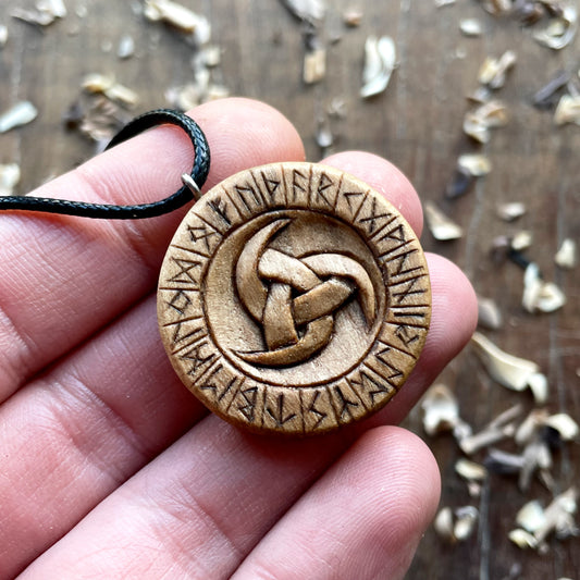 Runes And Odin's Horn Pendant