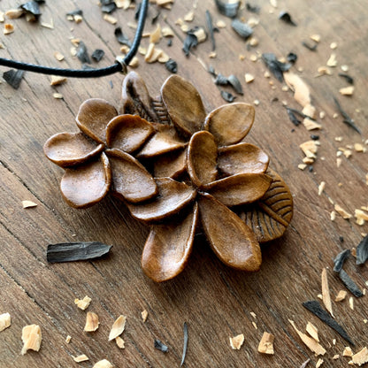 Plumeria Flowers and Leaf Pendant