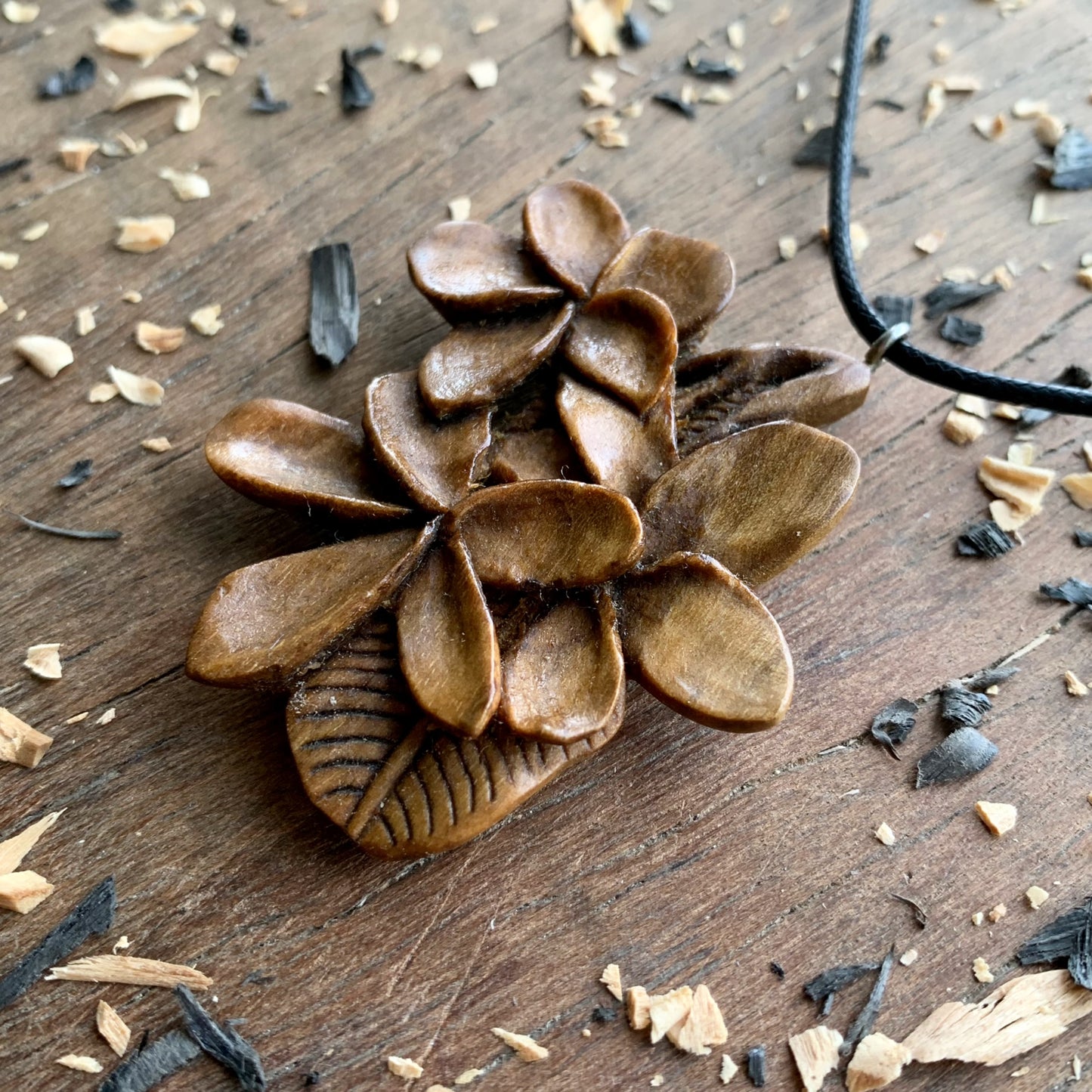 Plumeria Flowers and Leaf Pendant