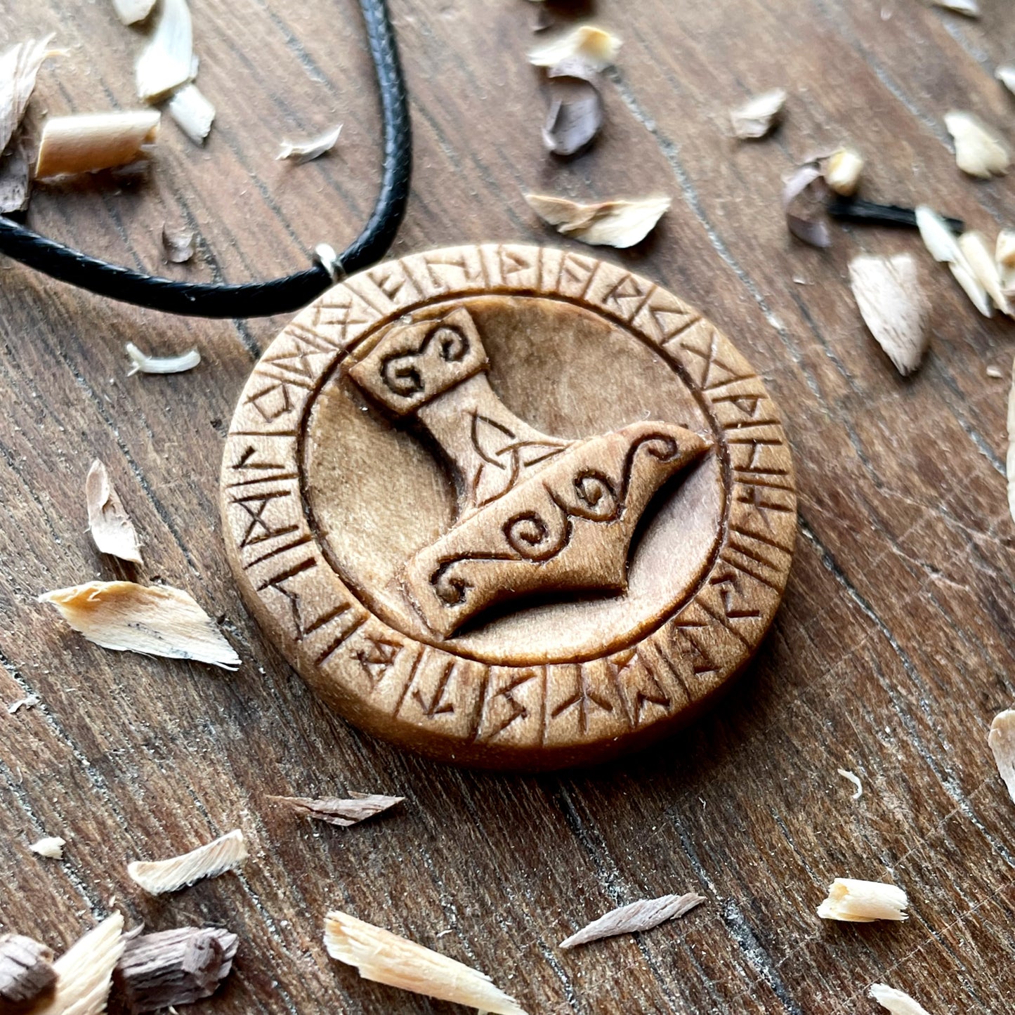 Runes And Mjolnir Pendant