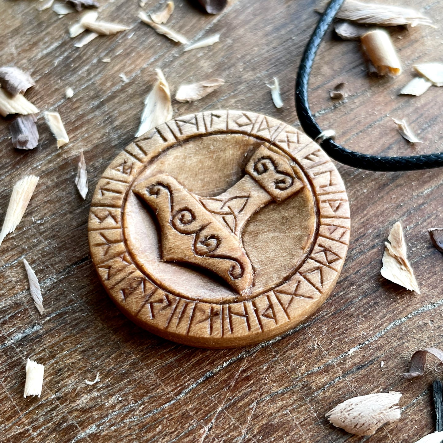 Runes And Mjolnir Pendant