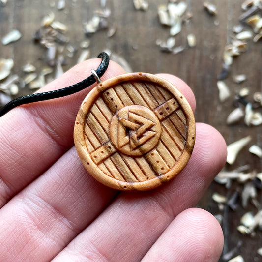 Viking Shield Valknut Pendant