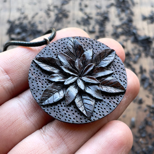 Flower Walnut Wood Pendant