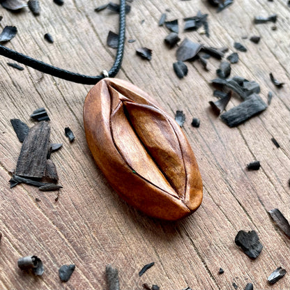 Vulva Pendant in Cherry Wood