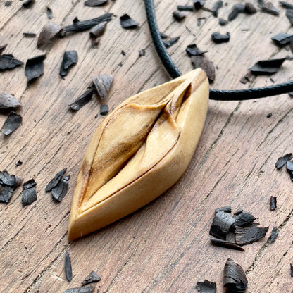 Vulva Olive Wood Pendant
