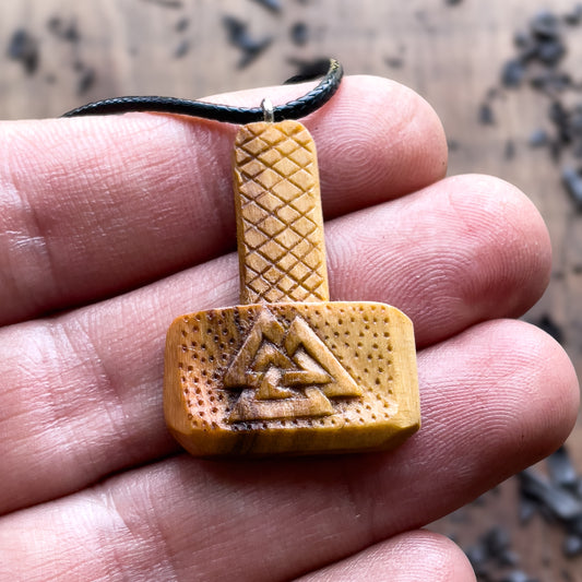 Mjolnir Olive Wood Pendant